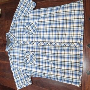 Kuhl Blue Plaid Short Sleeve Shirt XL